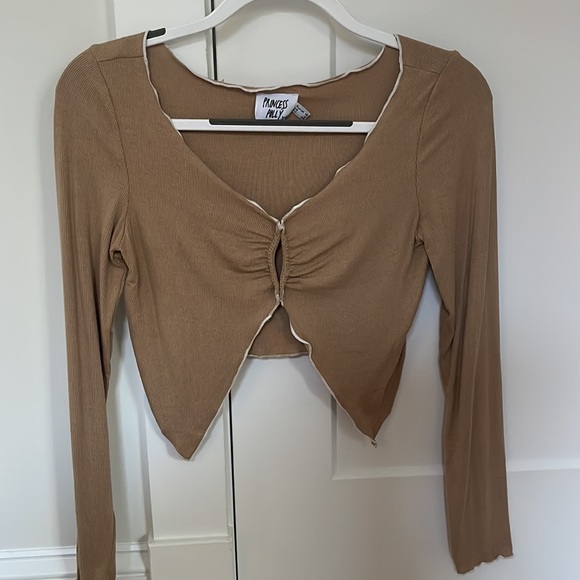 Princess Polly Leandra Long Sleeve Top Beige - Picture 2 of 4